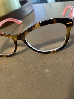 Kids Tortoiseshell Frame Sunglasses with Pink Temples